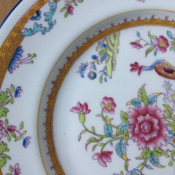 Vintage Coalport AD 1750 England Porcelain plate 10 5/8" diameter peacock floral - Picture 3 of 9